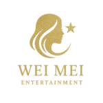 金色女性側臉與星星的 WEI MEI ENTERTAINMENT 標誌