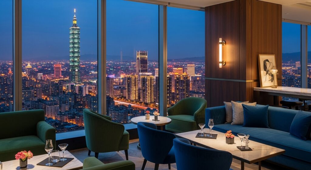 酒店週末的夜生活與城市風景，夜景時尚感