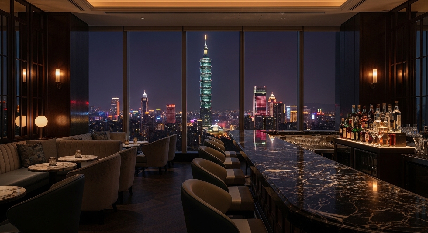 領隊酒在高端應酬中的禮儀與場景示意，夜景與室內豪華佈局