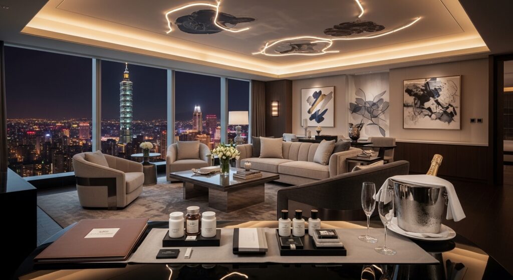 VIP 大客 與 酒店經紀 專業場景，夜景與高級款待氛圍