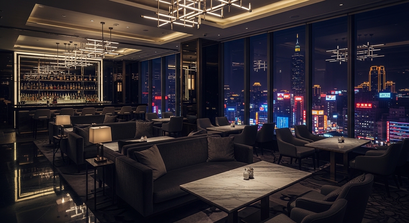 酒店長期感情 主題 的 台北 夜間 景觀 與 酒店風格 圖像