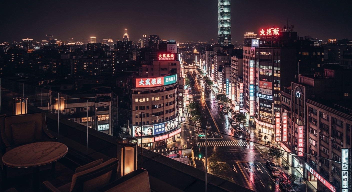 酒店經紀入門指引:唯美團隊的產業觀察與職涯建議 酒店經紀 新人入行 圖像說明:夜間台北商圈高階酒吧風格,著重專業與安全