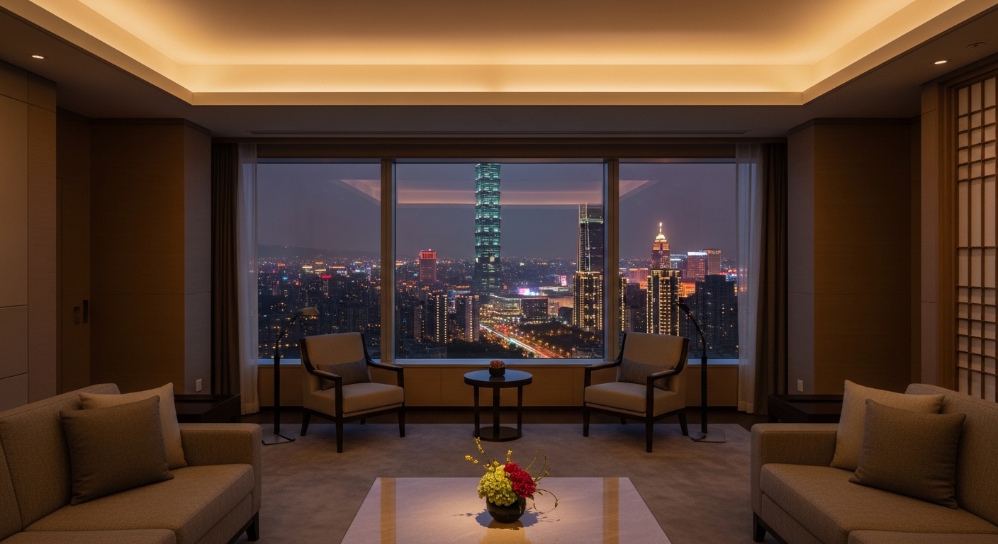 未成年酒店相關風險防護的夜景與大廳意象