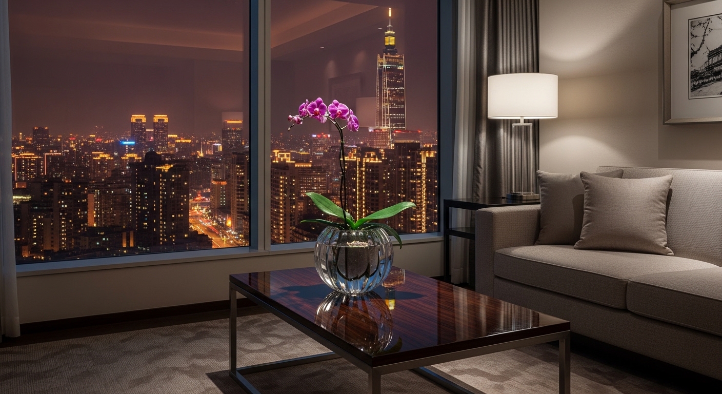 酒店居家：夜晚台北都會風格與豪華室內設計氛圍