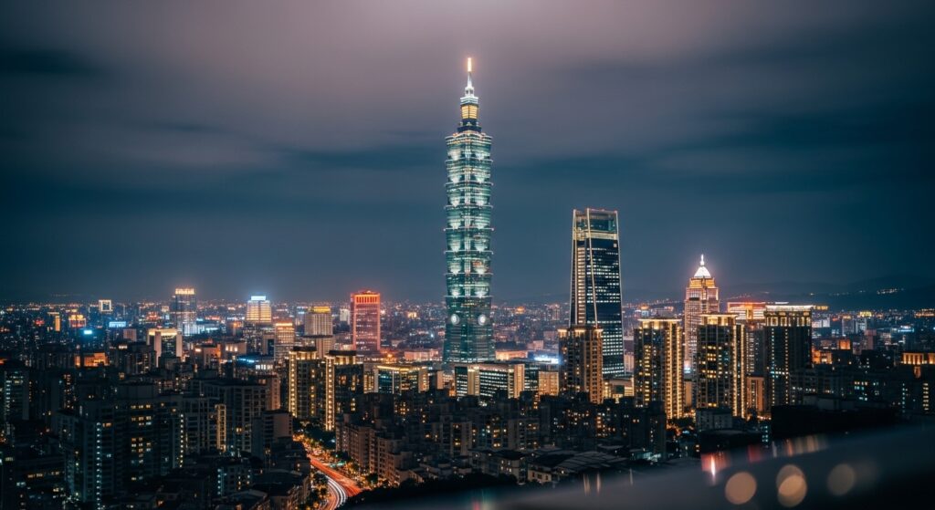 櫃姐酒店轉職示意：城市夜景與專業女性形象