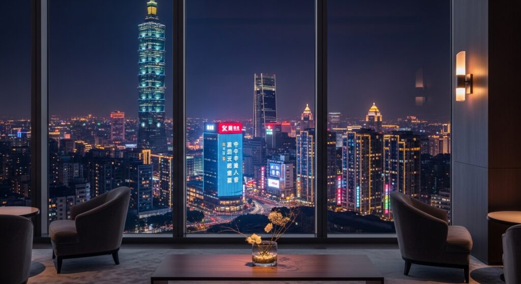 唯美酒店經紀專業團隊夜景背景照片，展現專業與關懷