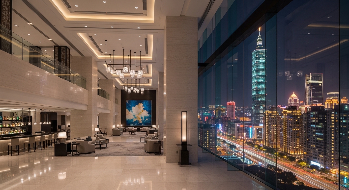 大安區酒店夜景與會所風格示意圖，忠孝復興與信義安和周邊