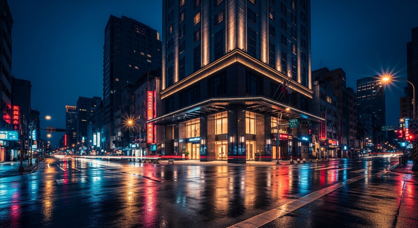 酒店經紀產業夜景與專業形象，呈現高品質工作氛圍