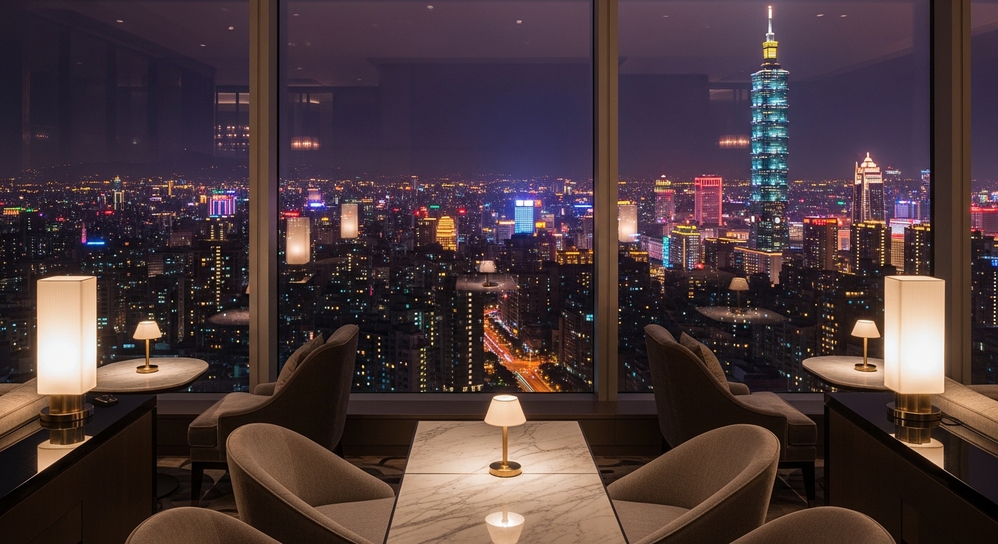 酒店告別話術主題夜景，唯美風格，台北都會夜景