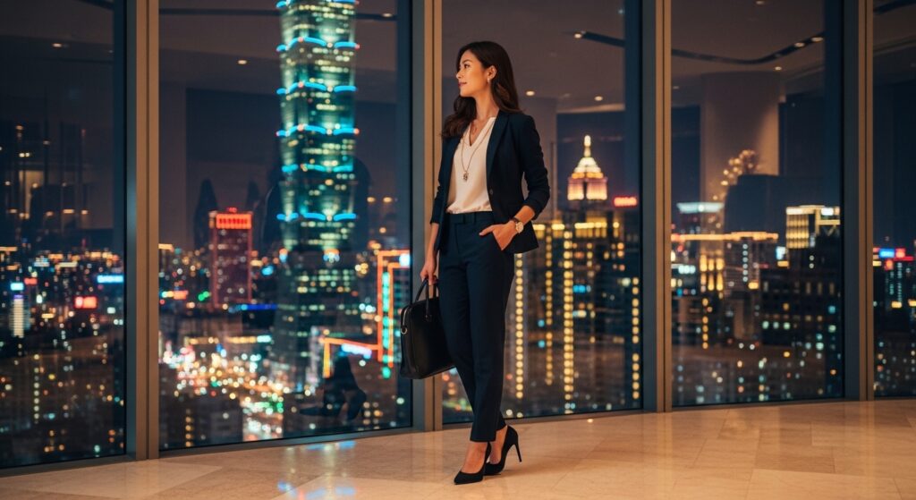 直播主酒店相關職涯場景示意，專業女性在酒店公關工作中