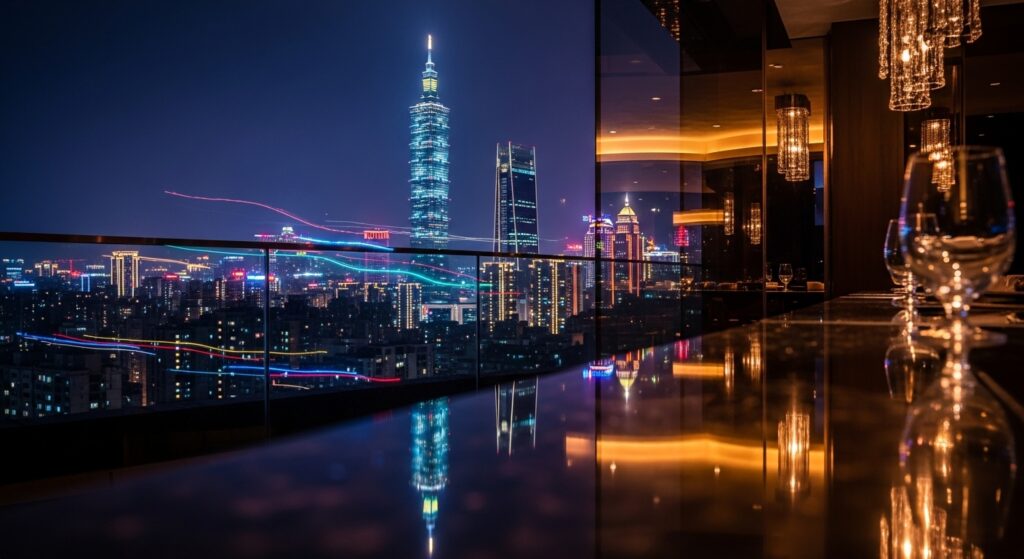 酒店戀愛主題：圈內圈外差異夜晚台北都會風景