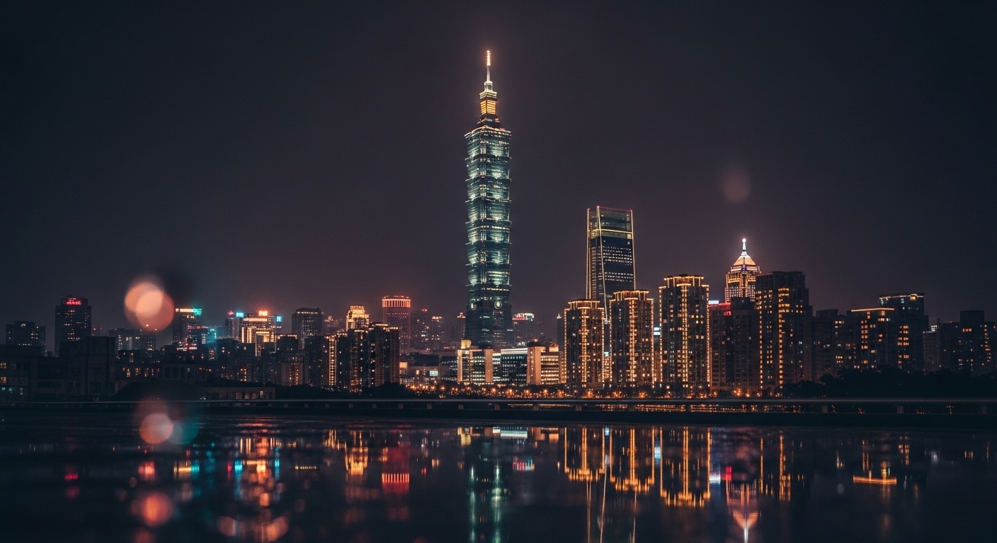 酒店 PT 與全職職涯比較的夜景概念圖，台北夜景與商務氣息