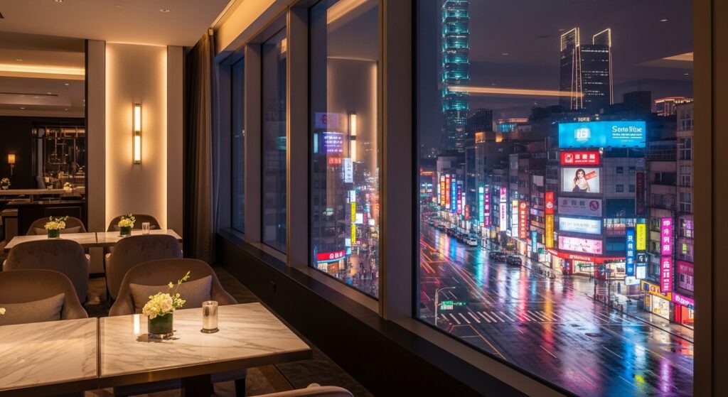 酒店領檯與少爺工作內容的專業場景示意，夜間風格