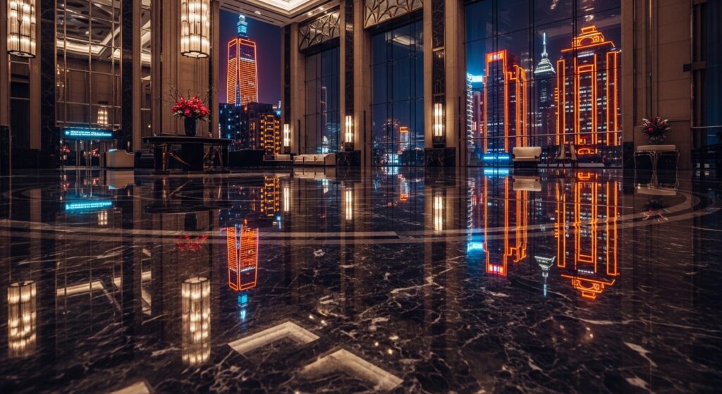 文山酒店與政大商圈夜景氛圍，夜間工作美學與專業形象