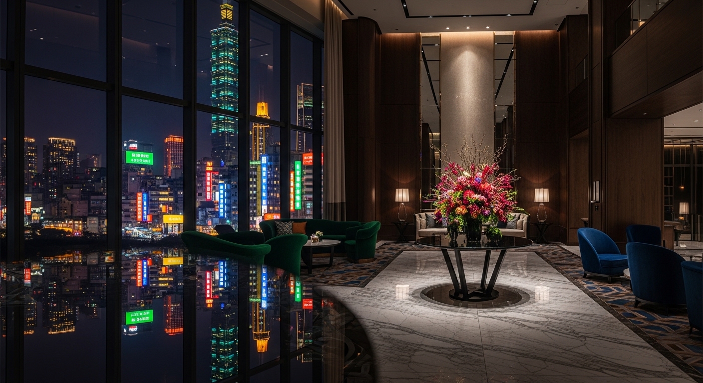 酒店語言在專業工作現場的氛圍與夜景背景