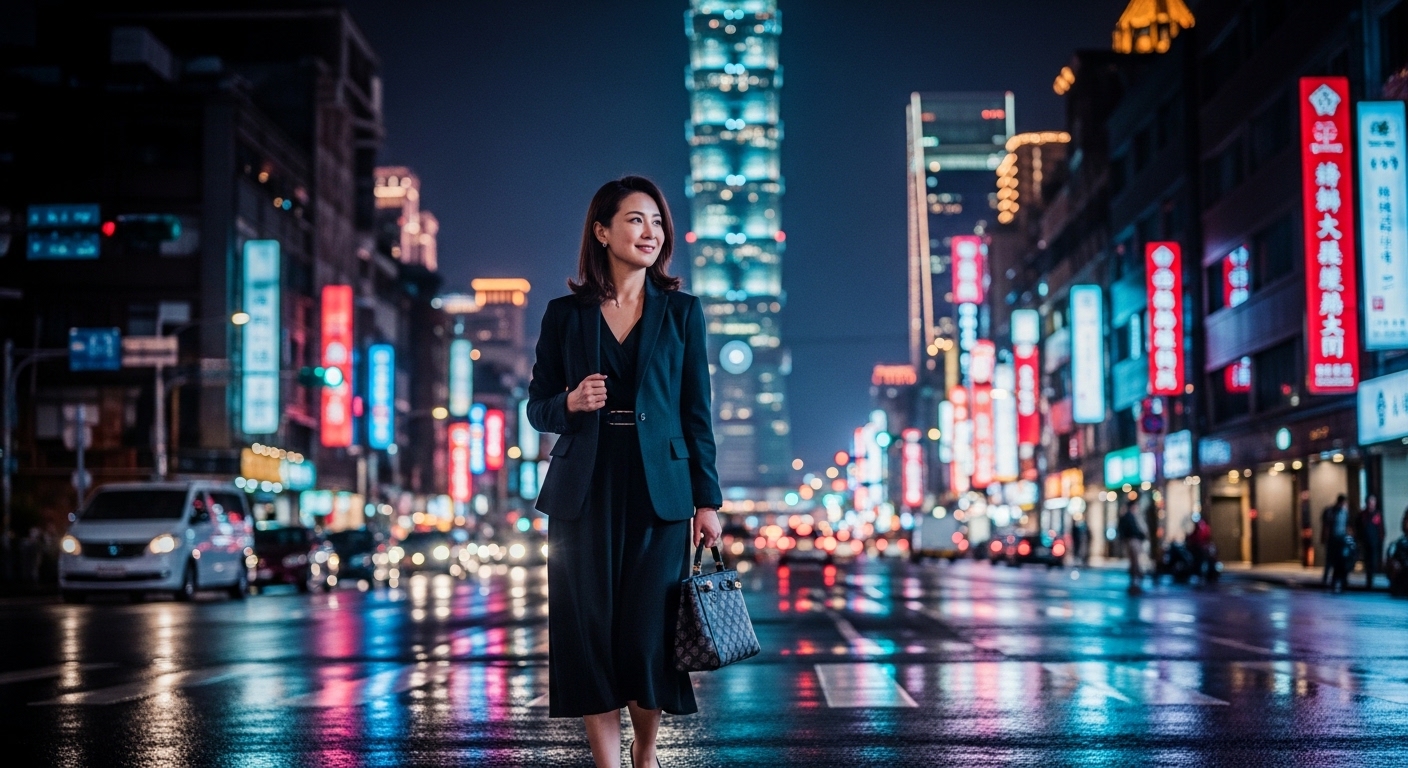 酒店經紀專業形象：夜晚台北都會景觀與工作邊界