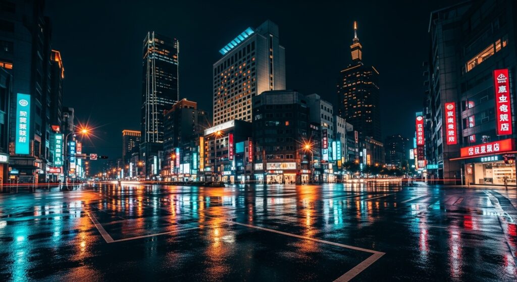 酒店買車相關夜景與專業風格照片，夜間台北光影