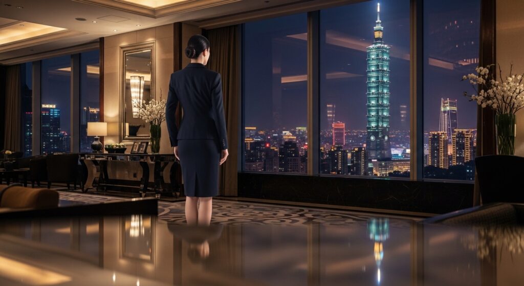 酒店履歷專業女性夜景風格照片說明