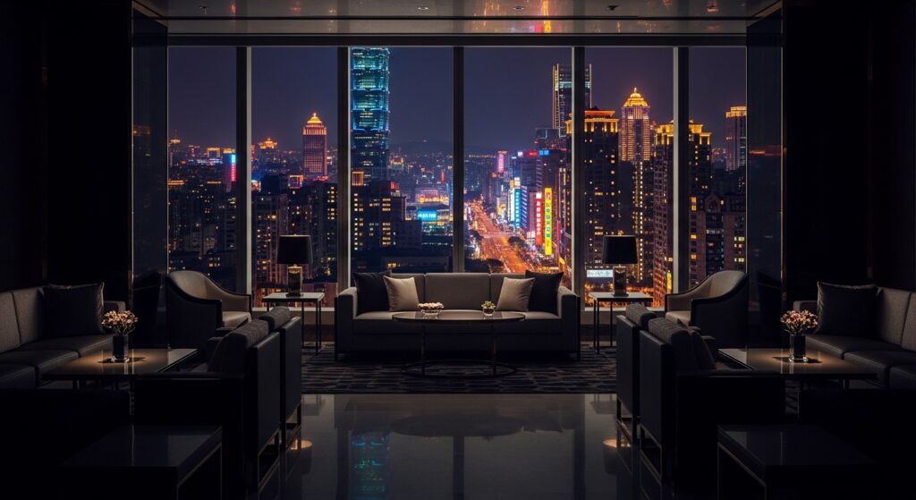 酒店戀情的場上觀察：夜晚台北風景與高級酒店風格