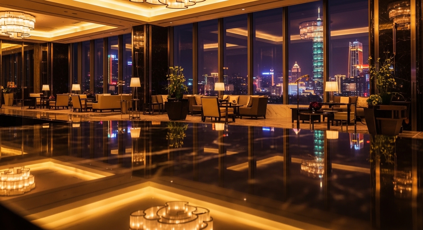 酒店拒絕話術主題的夜生活與溝通示意圖像，呈現優雅的拒絕情境