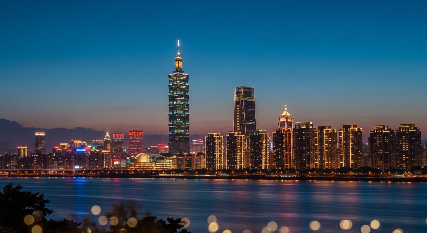 酒店租屋相關夜間都會區住宿區域的美麗景觀，顯示專業與安全的氛圍