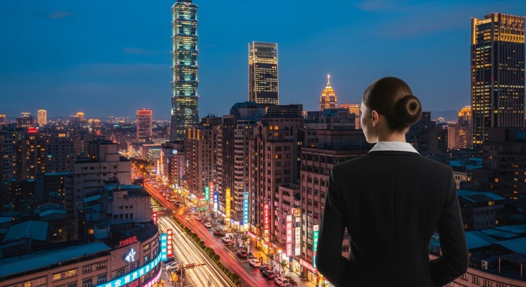 酒店年齡限制相關議題的專業女性經紀人與臺北夜景