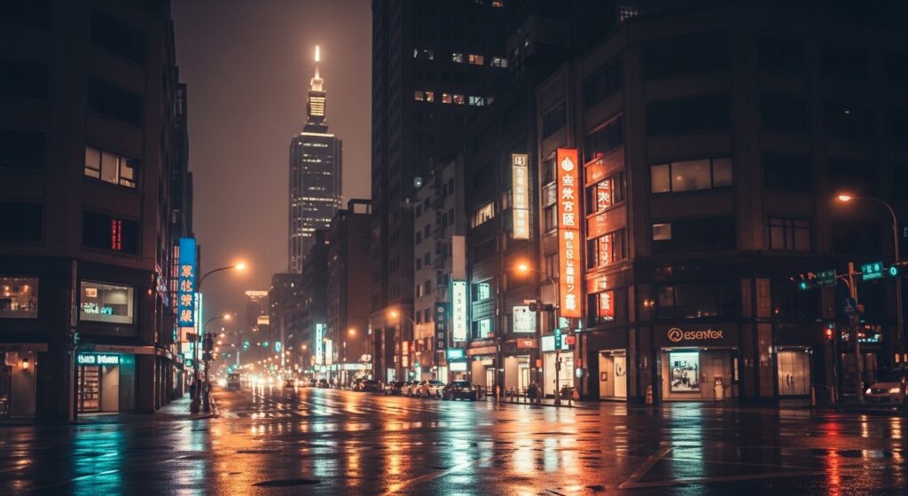 酒店無經驗的姊妹在都會夜景前學習場景，唯美風格
