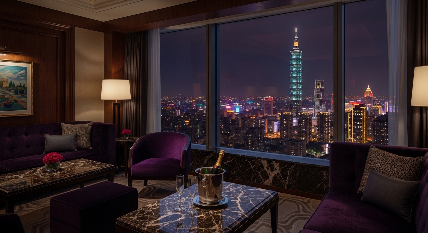 酒店稅務主題的夜間都市風景，專業與時尚並存