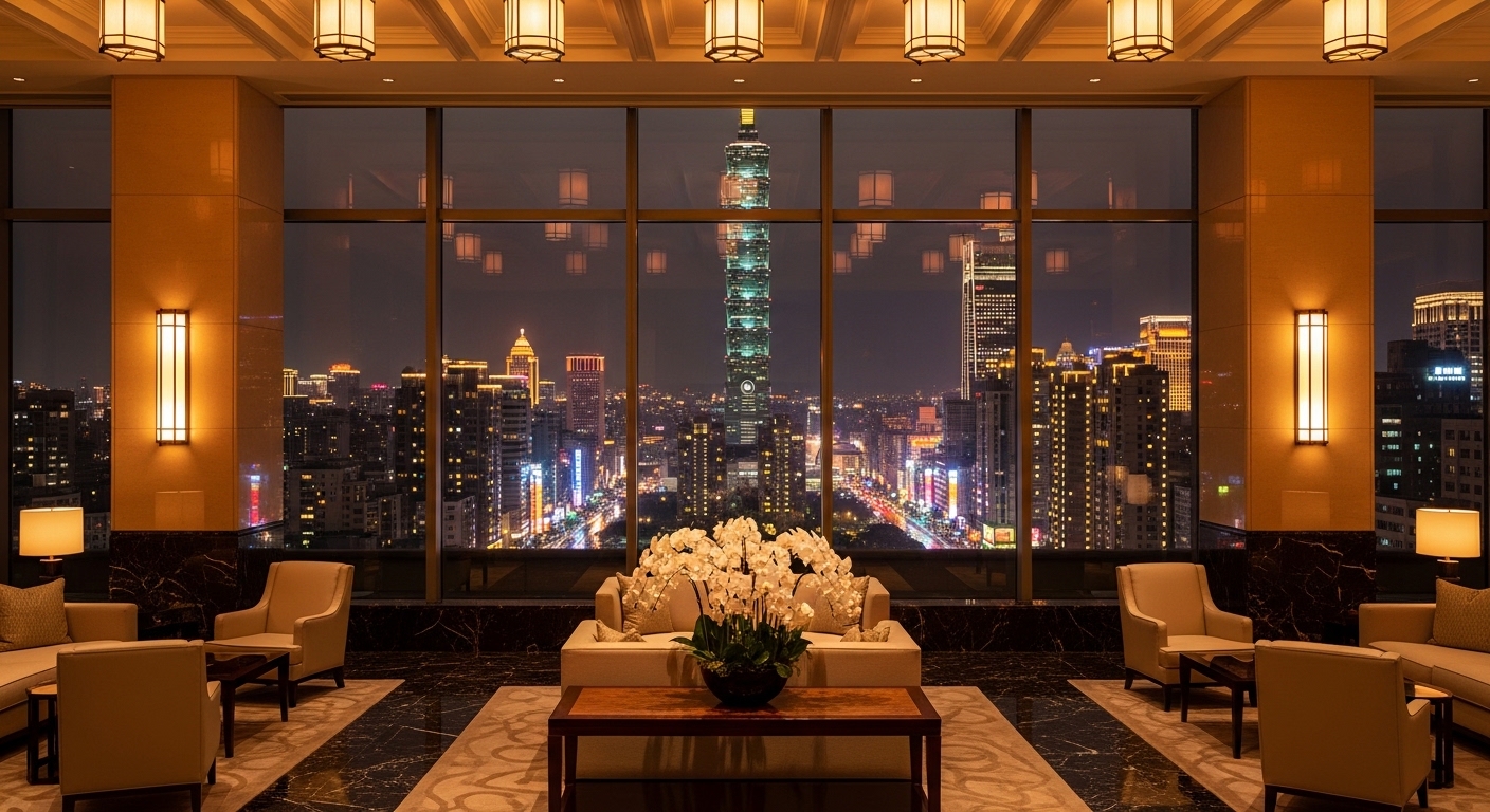 酒店醫美專業場景示意，夜色與高檔酒店風格