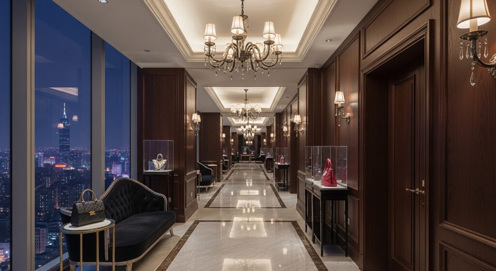 酒店經紀相關的專業工作場景與夜晚城市景觀，呈現專業成長與自我保護意識