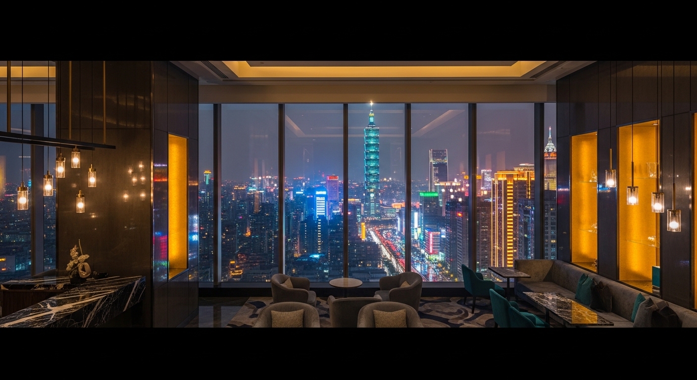 萬華酒店夜生活與艋舺周邊景觀的視覺呈現，繁體中文描述主關鍵字