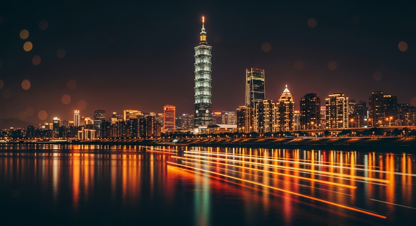聖誕節業績提升策略 圖像 提示，台北夜景與專業職涯意象