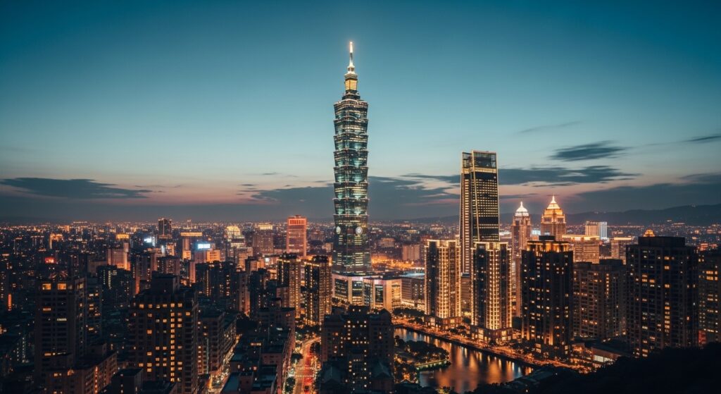 信義酒店與商務會所高端形象，信義區夜景意象，主關鍵字呈現