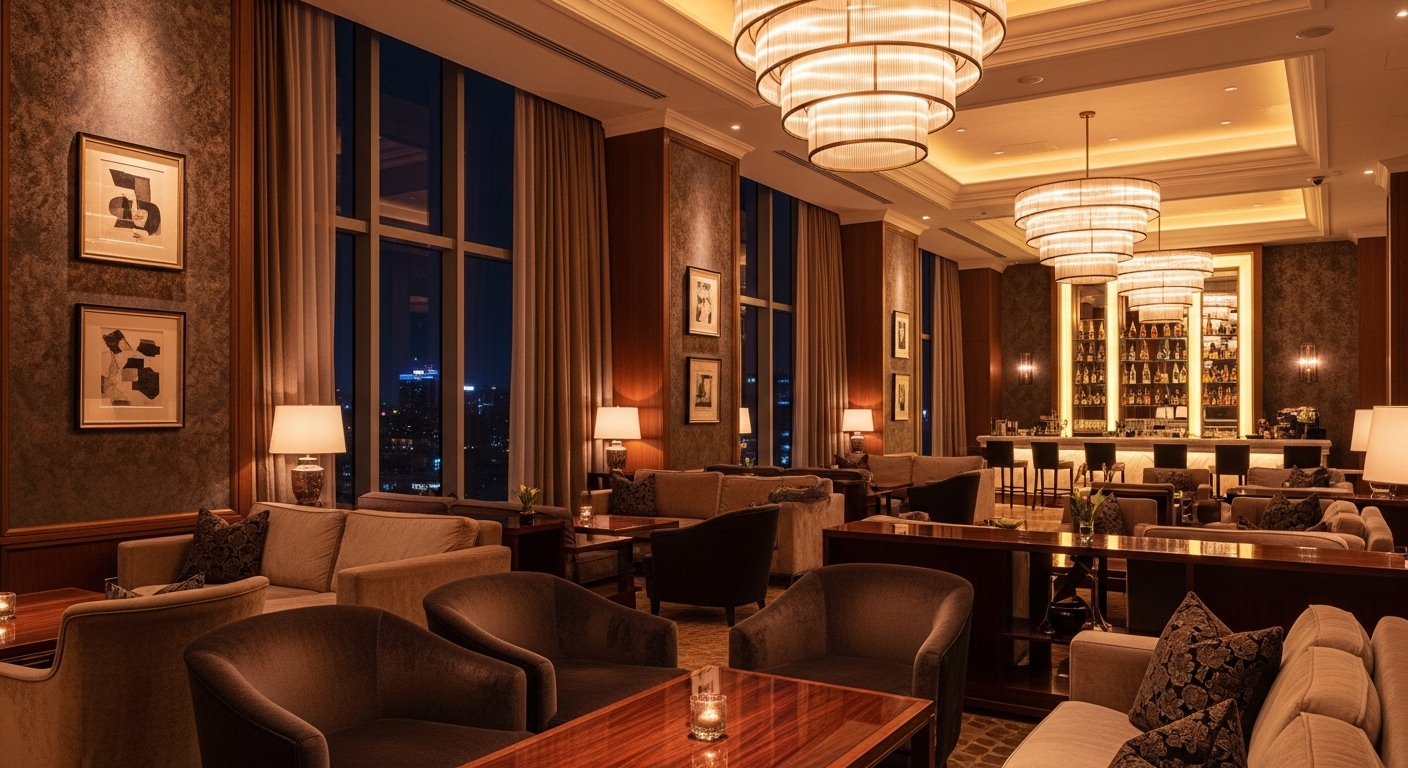 酒店新朋友：夜晚台北商務風格的專業場域意象，唯美氛圍