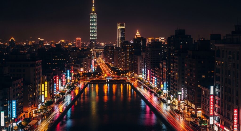 酒店聲音訓練的專業氛圍，夜晚台北風情與高級風格