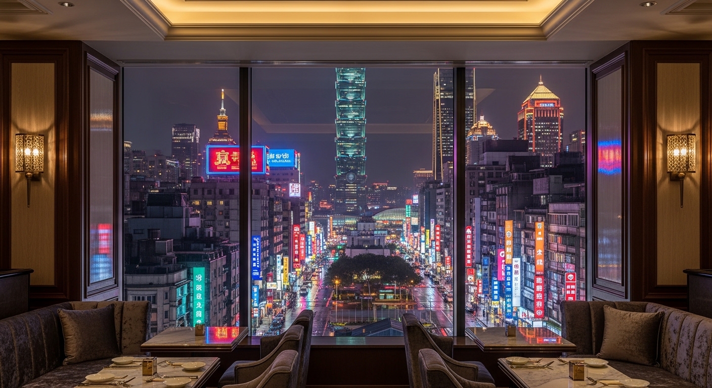 酒店安全為主題的夜間風景圖，呈現專業與安全感的夜晚都會氛圍