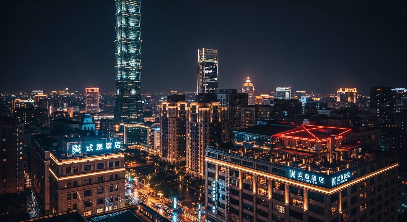 酒店經紀產業學習與成長夜景效應的示意畫面