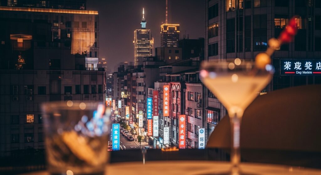 林森北歷史 條通文化 夜景背景的城市景觀