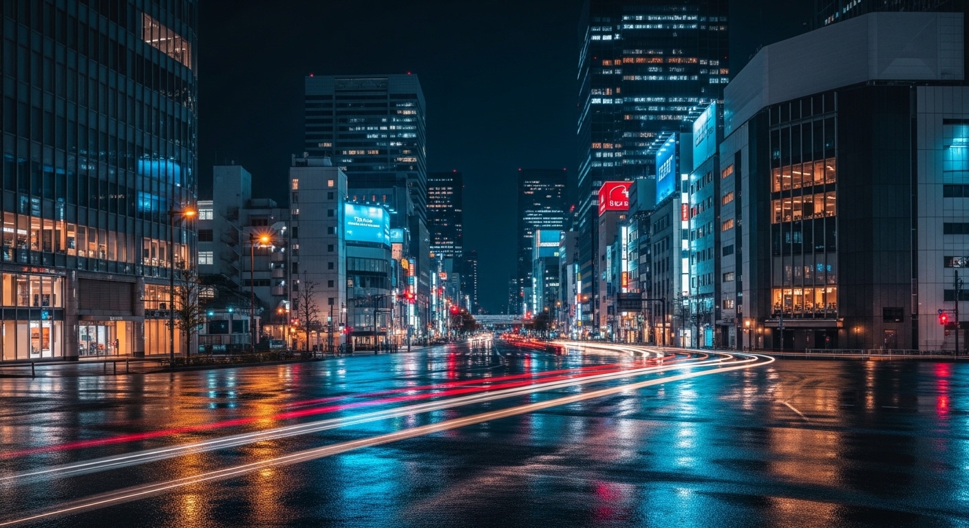 日本工作簽證相關資訊夜景照片，唯美酒店經紀風格