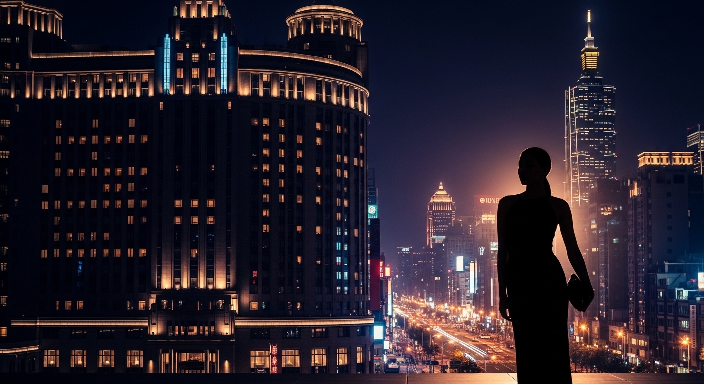 酒店債券基金主題夜景與職場女性經紀視角