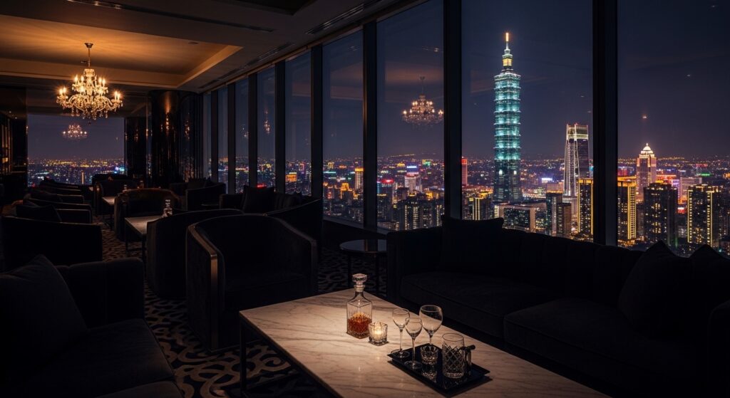 夜晚台北城市景中的酒店憂鬱與自我照護主題的專業觀點