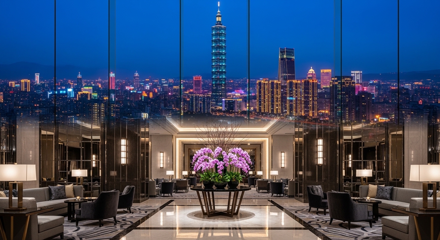 酒店經紀 視覺主題：夜景與高檔酒店大堂，唯美風格夜間城市景觀