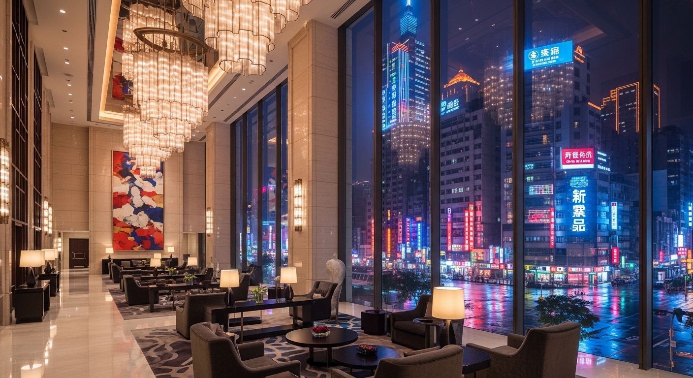 酒店經紀職涯導向的夜景與高級待客區氛圍照片