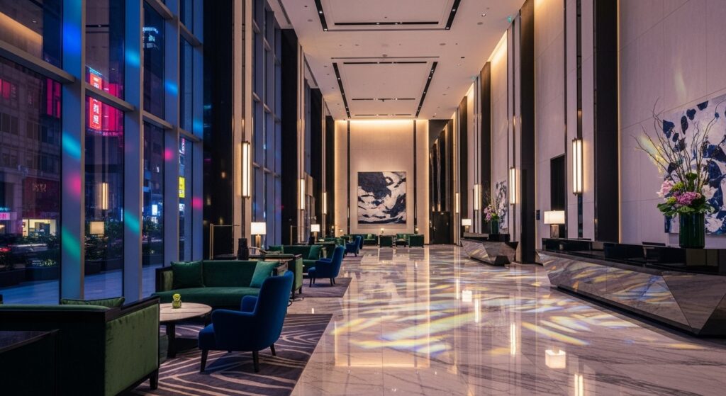 演藝圈客人在酒店場景中的專業互動示意