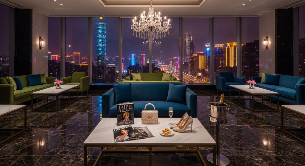 酒店經紀工作情境示意圖，台北夜景氛圍