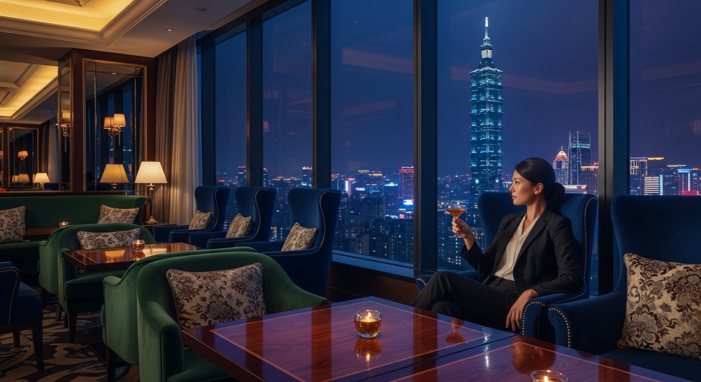 酒店常客培養場景：專業女性經紀人在高級酒店大廳工作