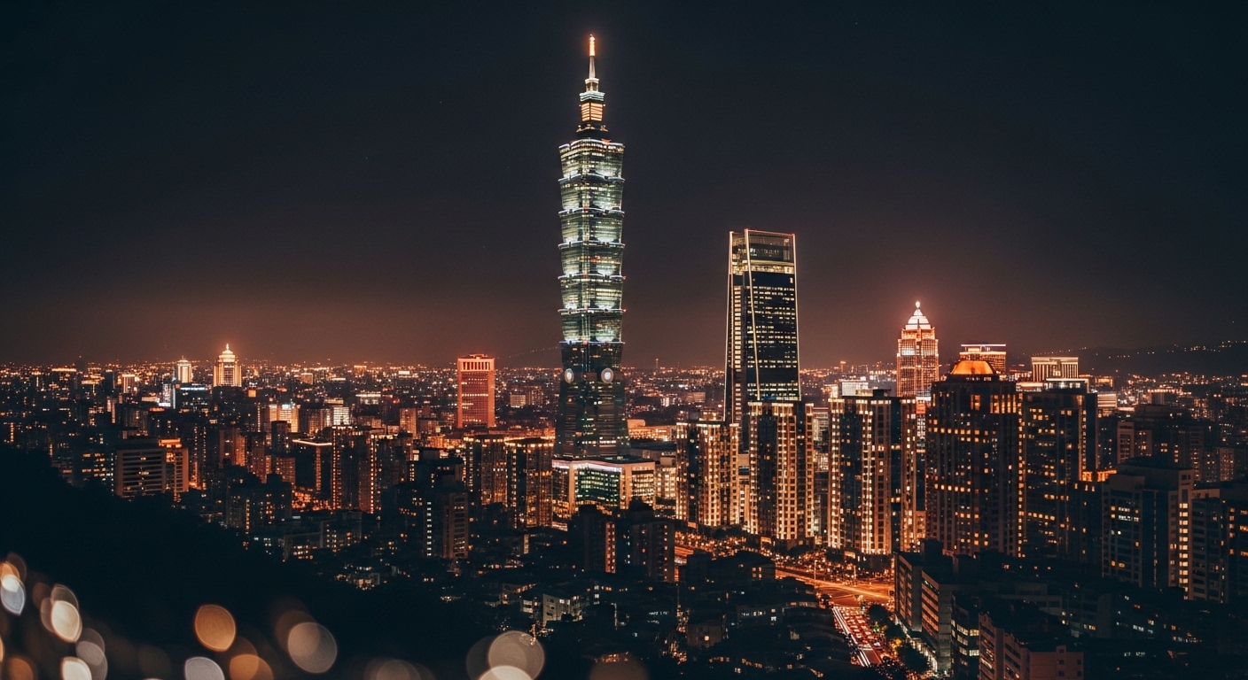 酒店經紀職涯相關場景示意：專業女性與夜景風格，台北城市夜晚氛圍