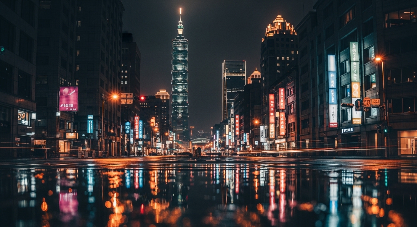 酒店經紀產業夜間景象，專業風格示意