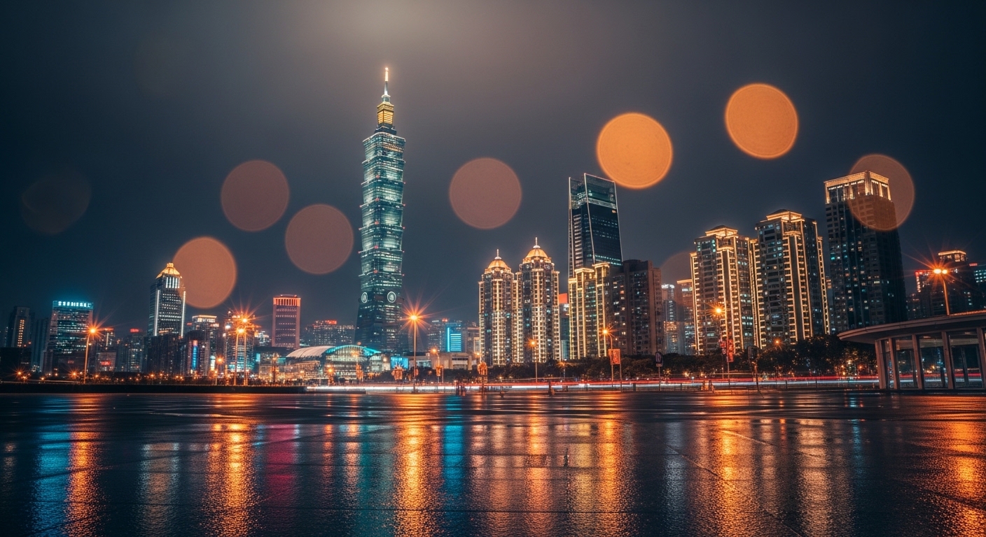 唯美職涯觀察：夜晚台北城市景緻與專業女性職涯成長意象，主題為酒店經紀