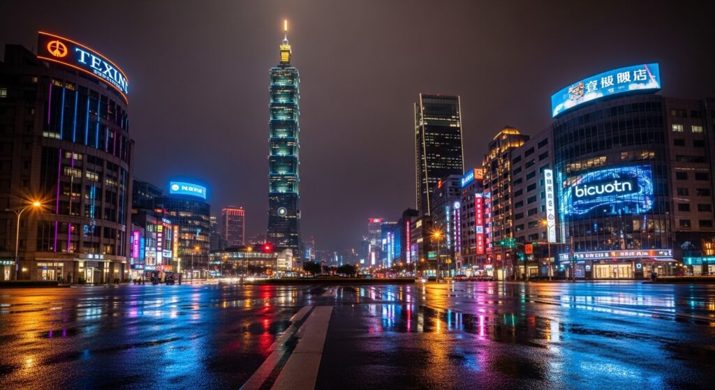 夜間城市風景，呈現業務酒店工作場景的專業氛圍